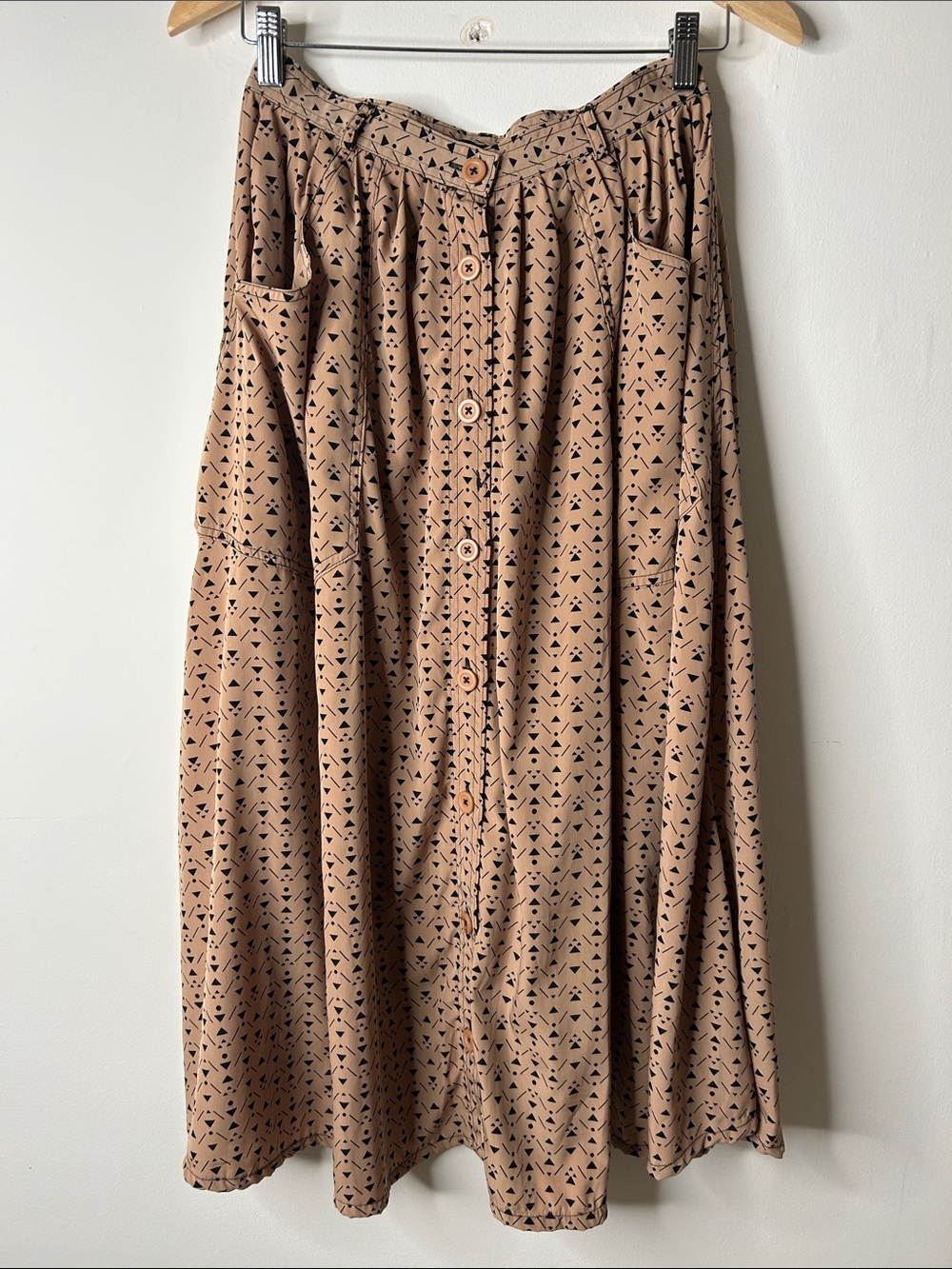 American Apparel Printed Button-Front Midi Skirt